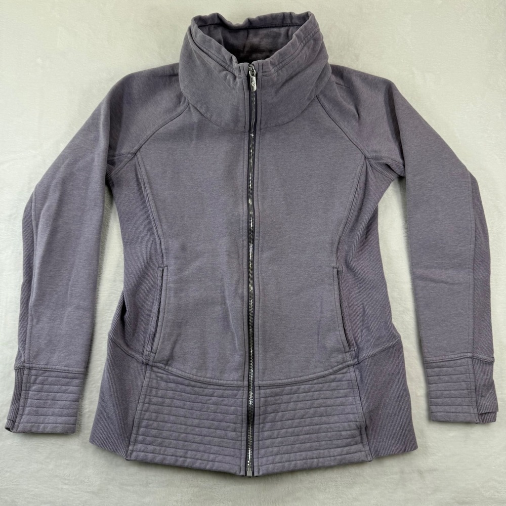 Lululemon Radiance Jacket Purple Full Zip Funnel Neck Quilted Fleece Womens 10